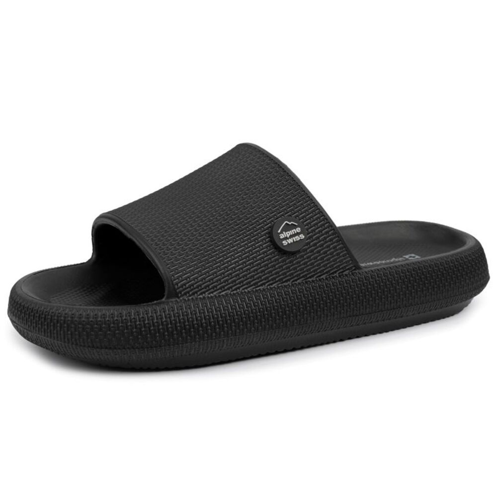 Alpine Swiss Omar Mens Slides Pillow Slippers Ultra Cushioned Cloud Slide Sandal